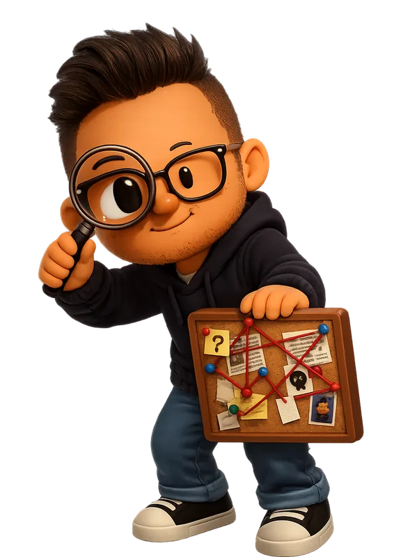 Phi Hoang drawn as a chunky cartoon kid mid-play in the Backyard Designers yard