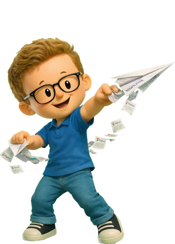 Eugene Fedorenko drawn as a chunky cartoon kid mid-play in the Backyard Designers yard