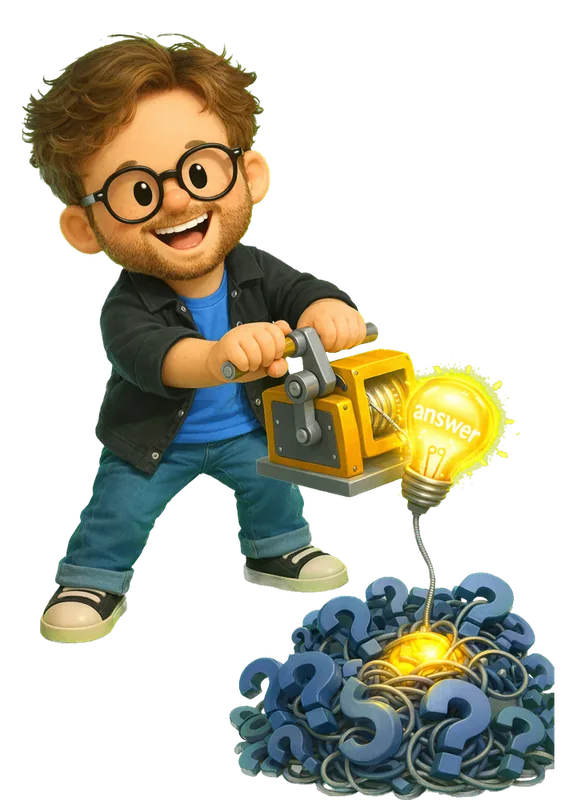 Henry Modisett drawn as a chunky cartoon kid mid-play in the Backyard Designers yard